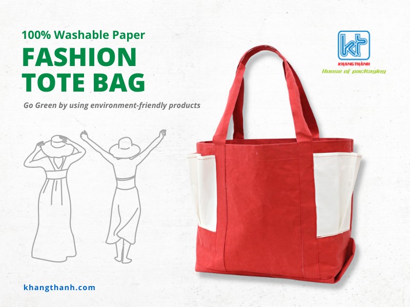 washable paper fashion tote bag Khang Thanh
